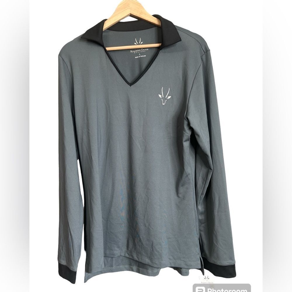 Roaming DHABI design gray long sleeve golf shirt size‎ large quick dry